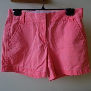 J. Crew #68925 neon pink  4.75" inseam chino mid-rise shorts 2 XS